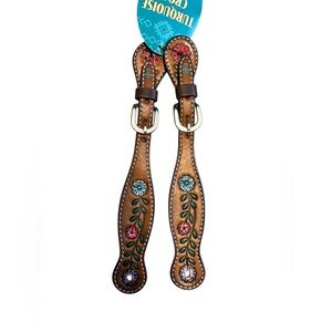 Floral Weaver Leather Ladies Spur Straps